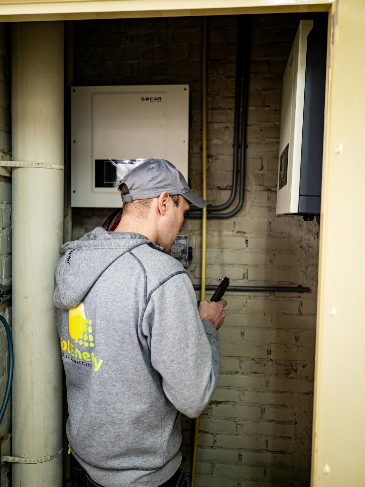 HVAC technician performing diagnostics